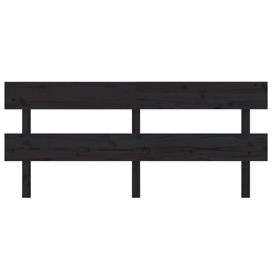 Tête de lit Noir 204x3x81 cm Bois massif de pin - 3