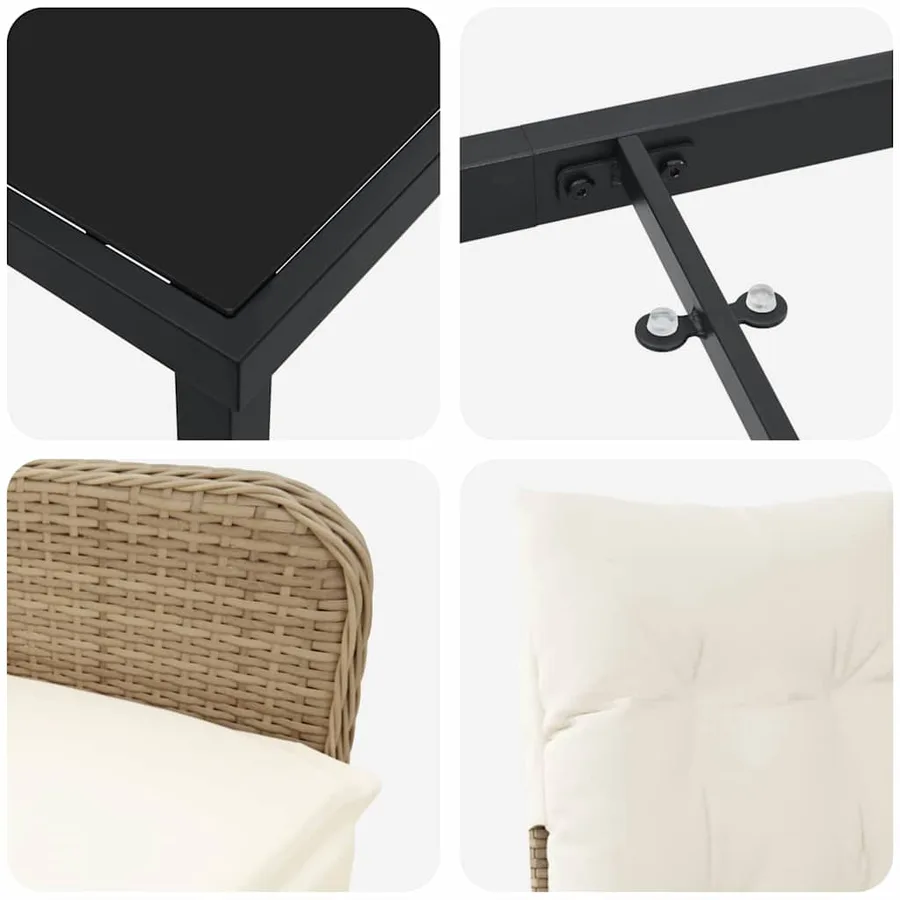 Ensemble de salle à manger pour jardin 3 pcs Beige polyrotin - 9