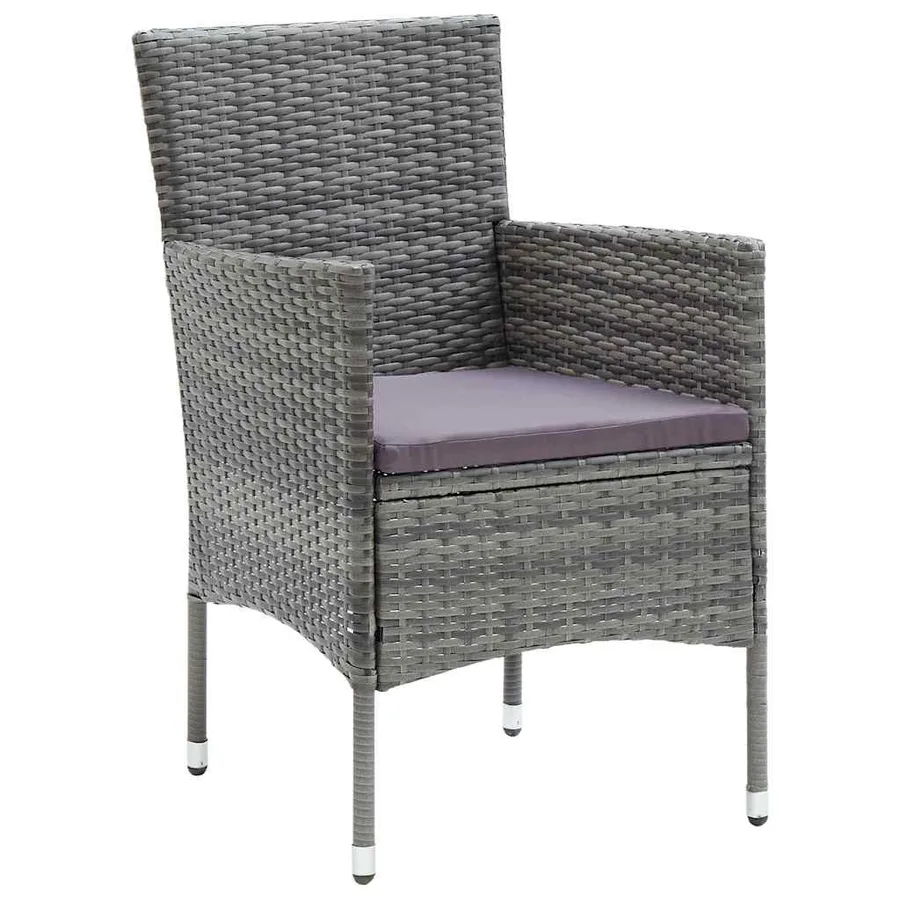 Ensemble de salle à manger pour jardin 5 pcs Gris polyrotin - 6