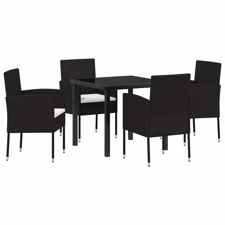 Ensemble de salle à manger pour jardin 5 pcs Noir polyrotin - 2