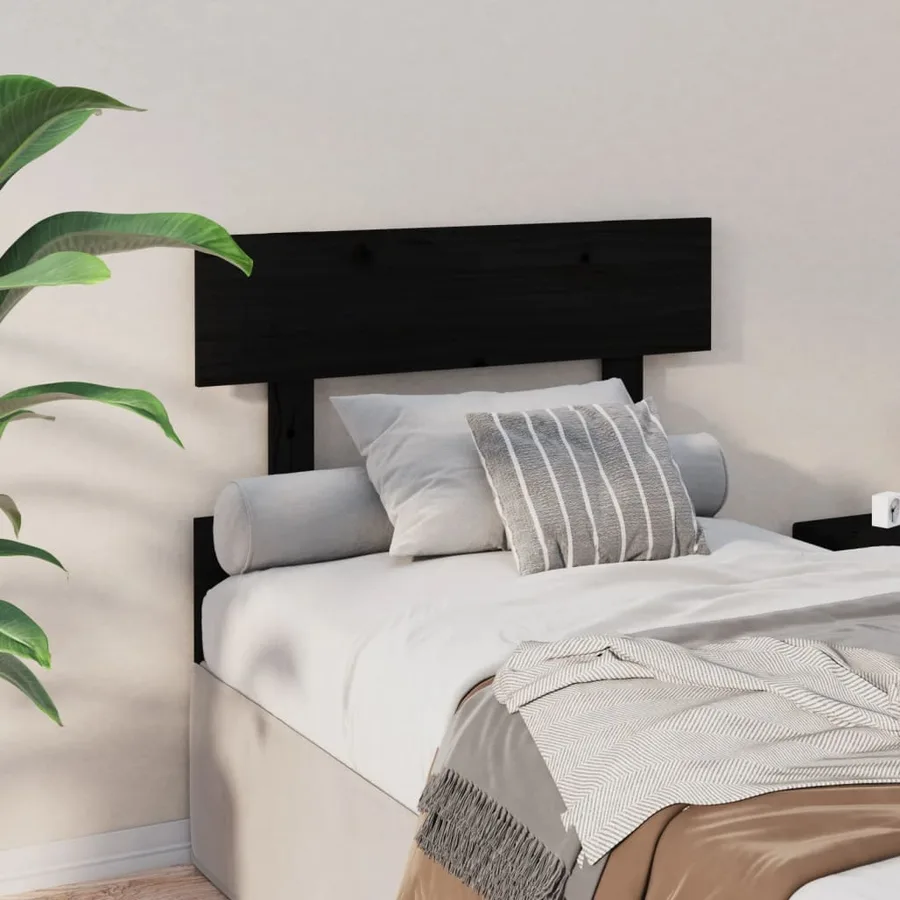 Tête de lit Noir 93,5x3x81 cm Bois massif de pin - 4