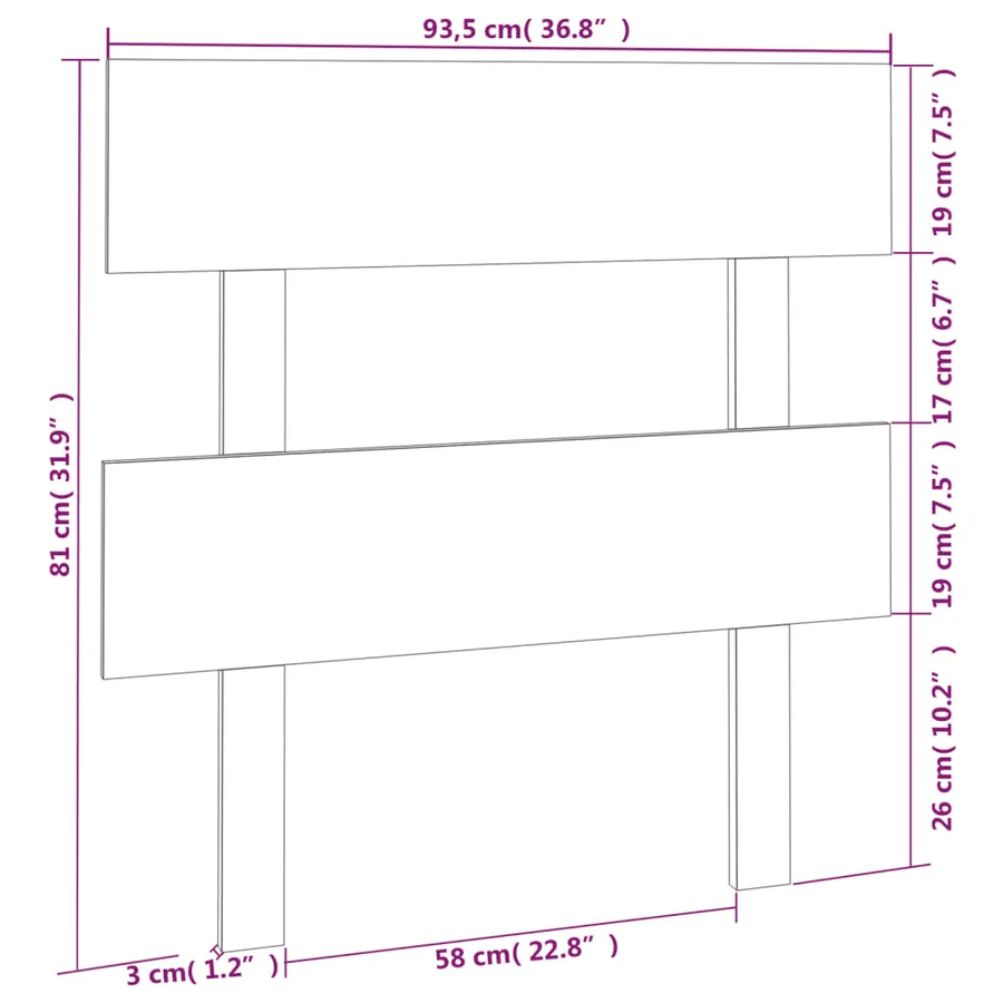 Tête de lit Noir 93,5x3x81 cm Bois massif de pin - 6