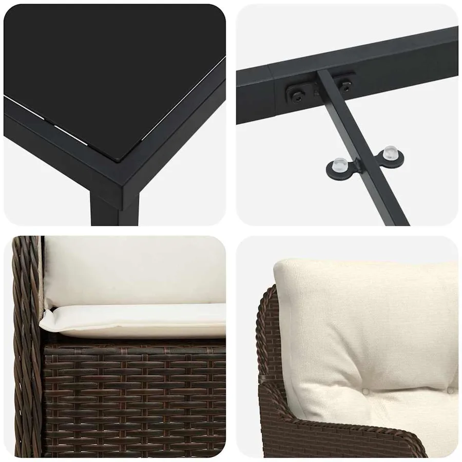 Ensemble de salle à manger pour jardin 5 pcs Marron polyrotin - 9