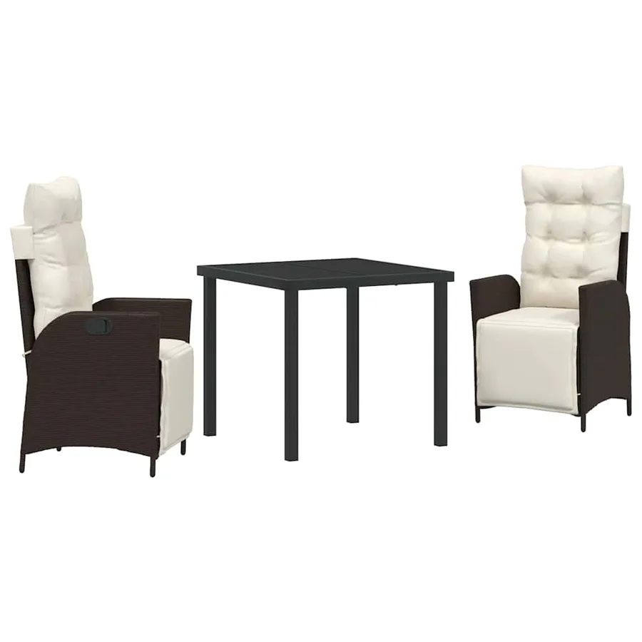 Ensemble de salle à manger pour jardin 3 pcs Marron polyrotin - 2