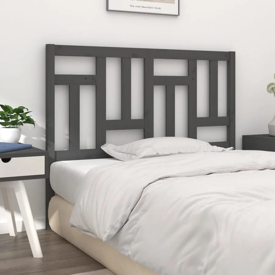 Tête de lit Gris 125,5x4x100 cm Bois massif de pin - 4