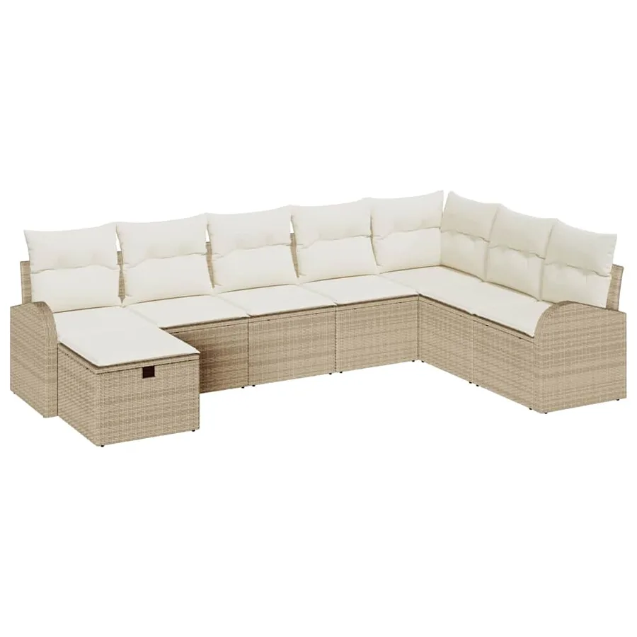 Ensemble de canapé de jardin 8 pcs Beige Poly rotin - 2