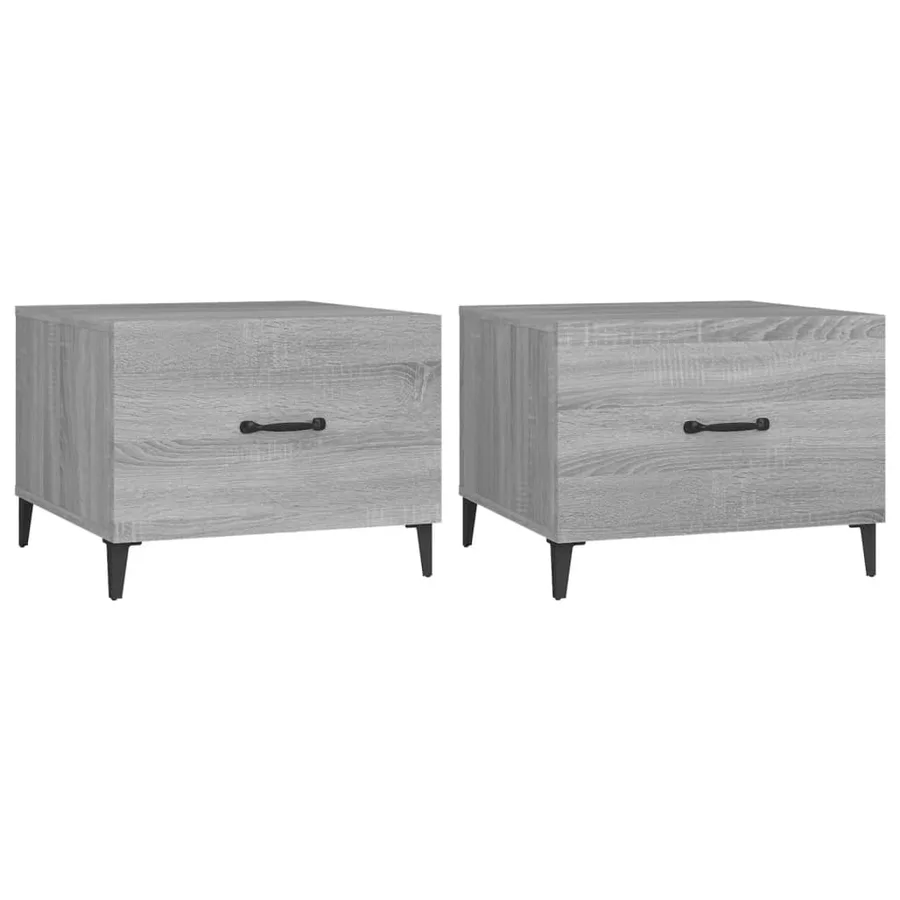 Tables basses avec pieds en métal 2 pcs Sonoma gris 50x50x40 cm - 2