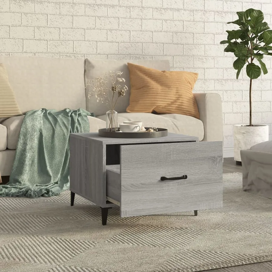 Tables basses avec pieds en métal 2 pcs Sonoma gris 50x50x40 cm - 3