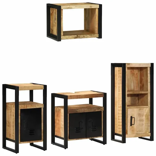 Ensemble de mobilier de salle de bain 4 pcs Marron et Noir