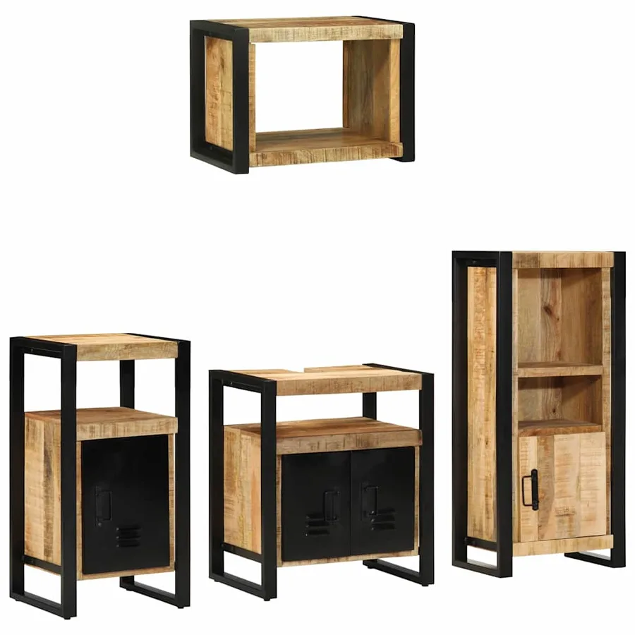 Ensemble de mobilier de salle de bain 4 pcs Marron et Noir - 10