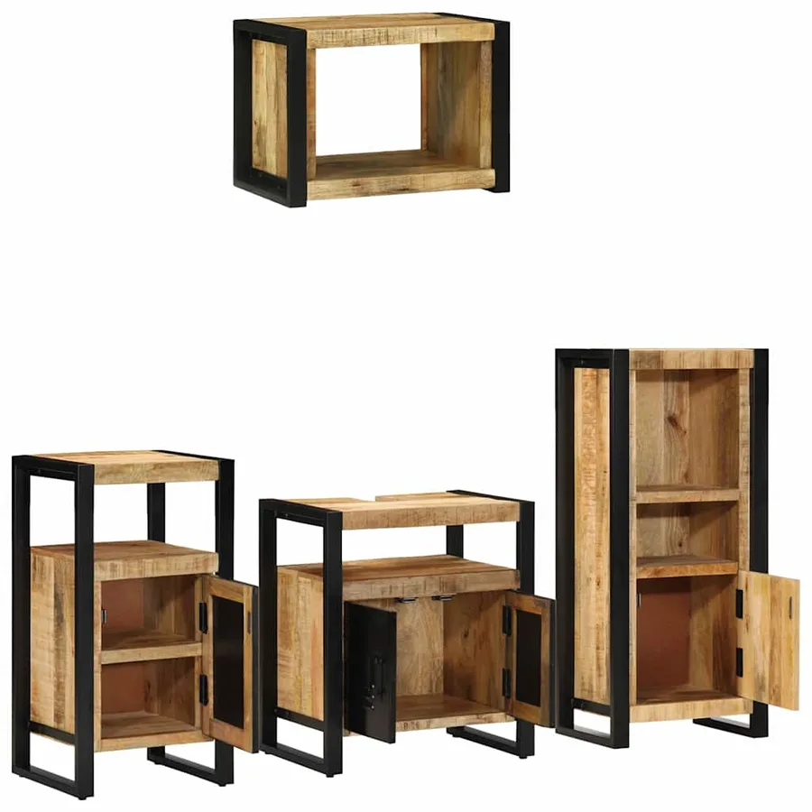 Ensemble de mobilier de salle de bain 4 pcs Marron et Noir - 3