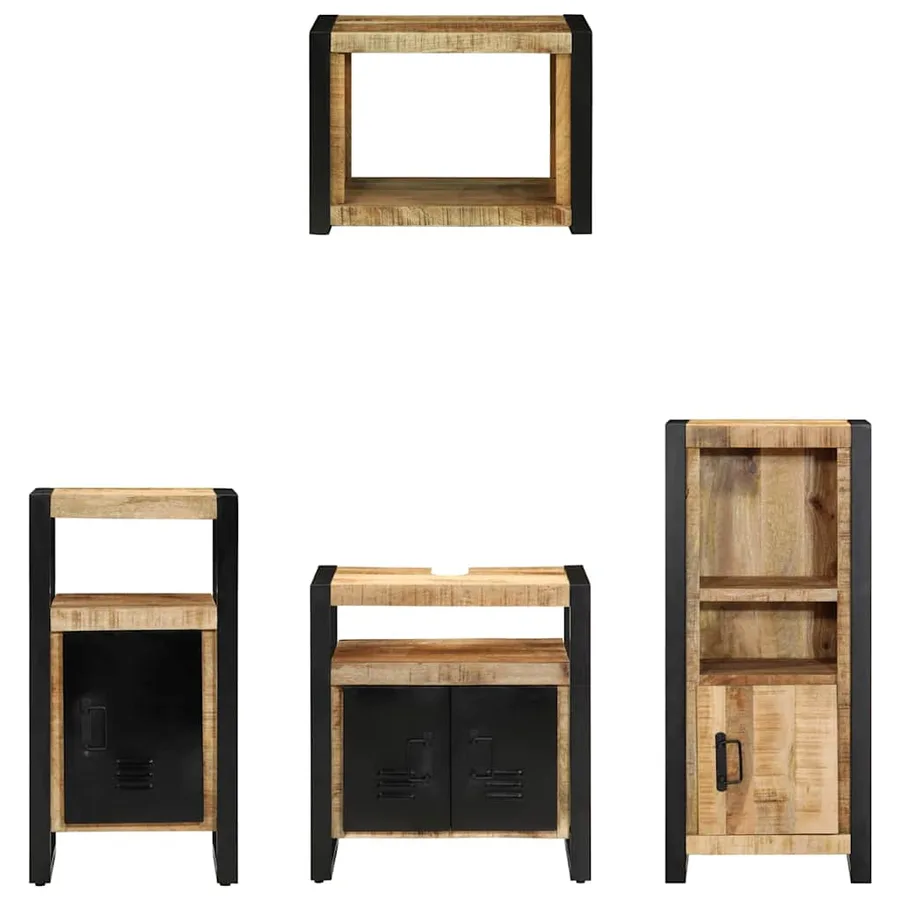 Ensemble de mobilier de salle de bain 4 pcs Marron et Noir - 8