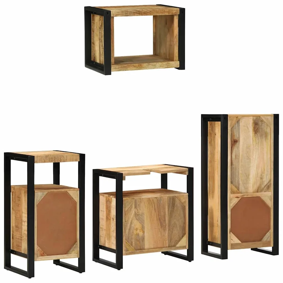 Ensemble de mobilier de salle de bain 4 pcs Marron et Noir - 9