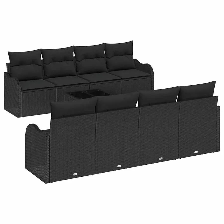 Ensemble de canapé de jardin avec coussin 9 pcs Noir - 2