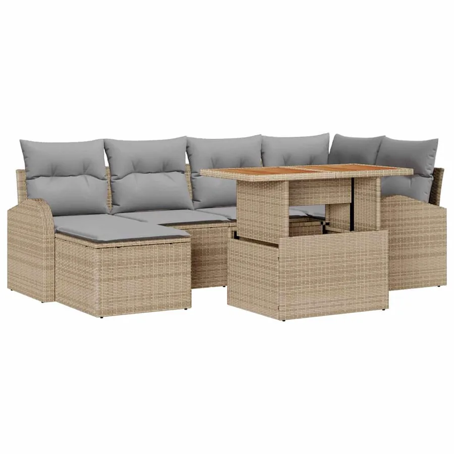 Ensemble de canapé de jardin 7 pcs beige et gris clair - 2