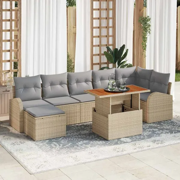Ensemble de canapé de jardin 8 pcs beige et gris clair