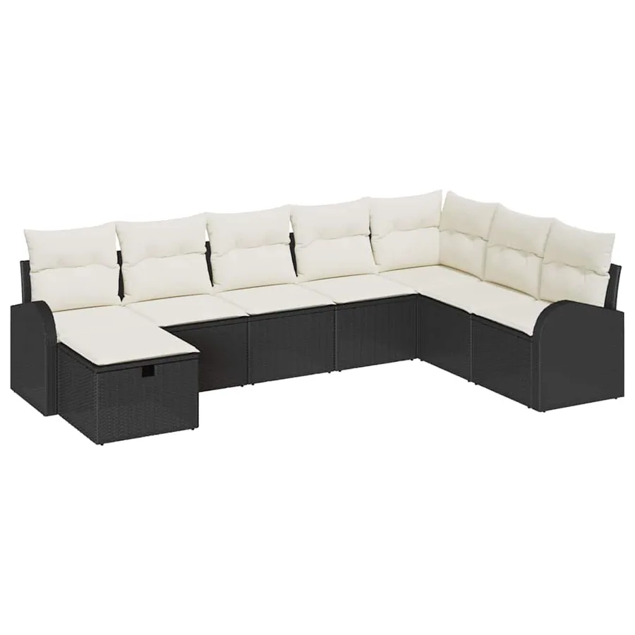 Ensemble de Canapés avec coussin Noir et crème polyrotin - 2