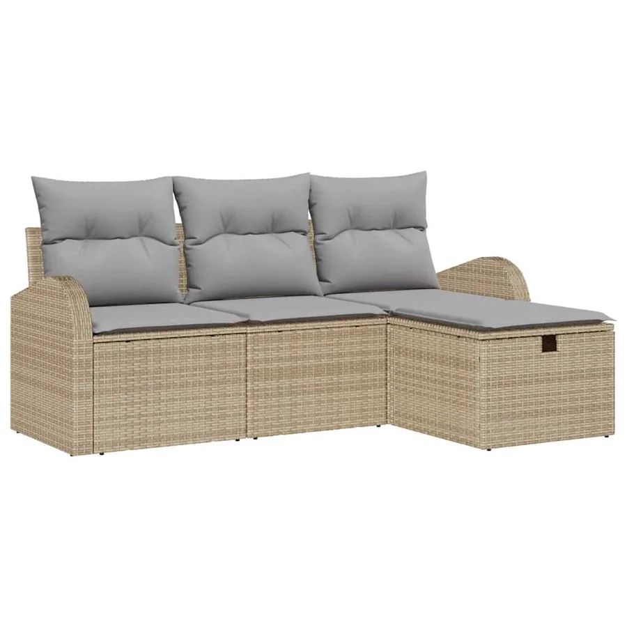 Ensemble de Canapés 4 pcs Beige et Gris clair polyrotin - 2