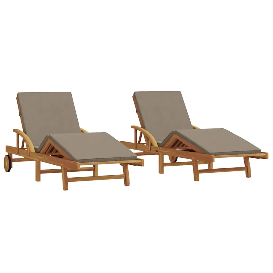Transat 2 pcs Taupe 200 x 67 x 84 cm Bois d'Acacia Massif - 2