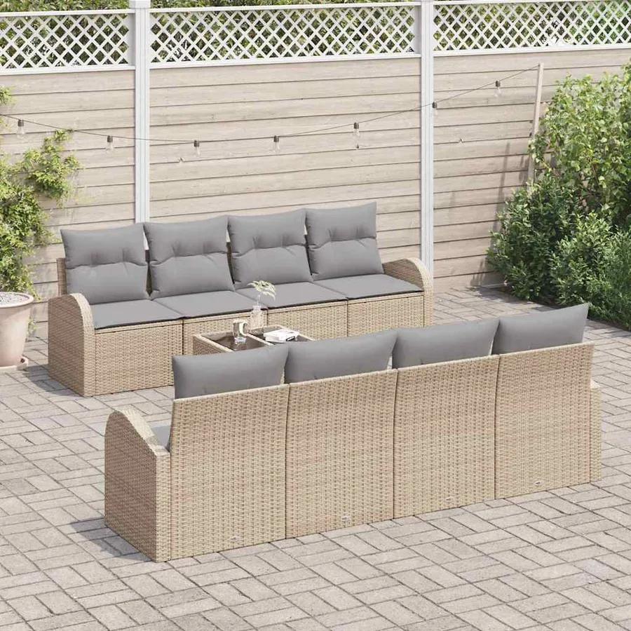 Ensemble de canapé de jardin Beige 55 x 55 x 37 cm polyrotin - 3