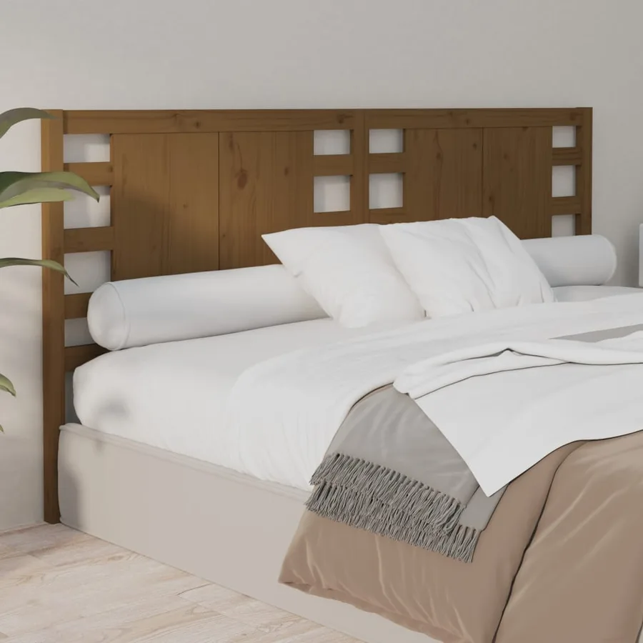 Tête de lit Marron miel 126x4x100 cm Bois massif de pin - 5