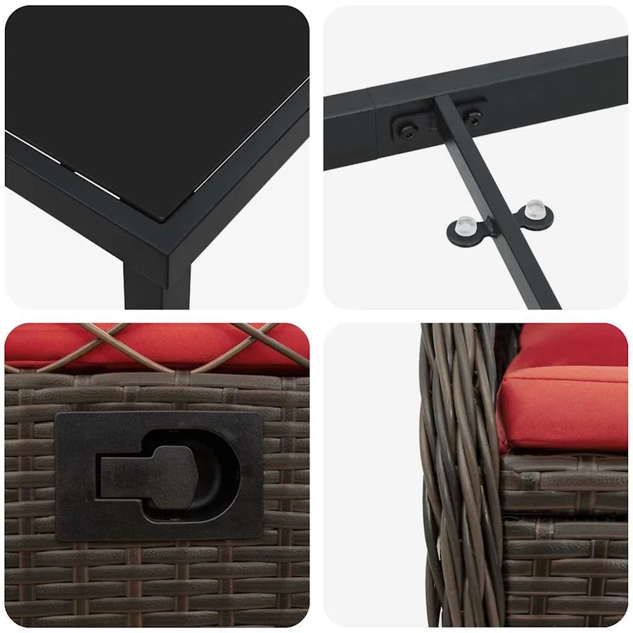 Ensemble de salle à manger pour jardin 7 pcs Marron polyrotin - 9