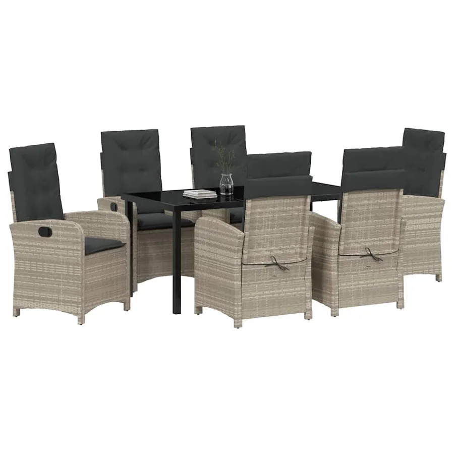 Ensemble de salle à manger pour jardin 7 pcs Gris clair - 3