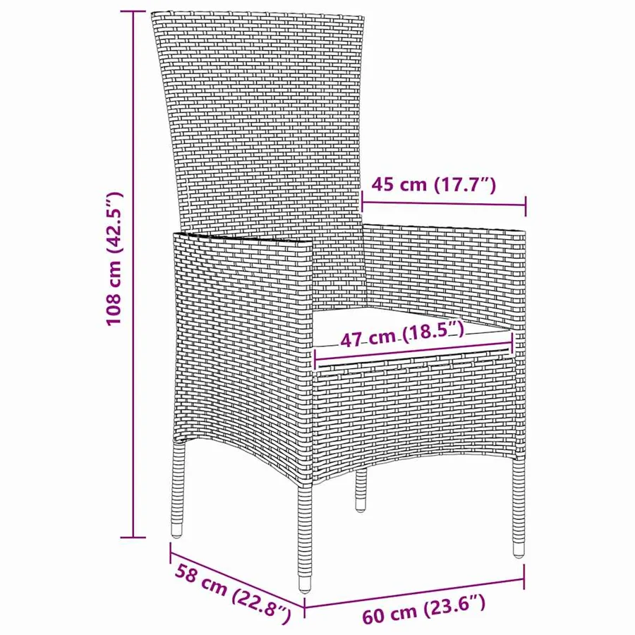 Ensemble de salle à manger pour jardin 7 pcs Beige polyrotin - 8