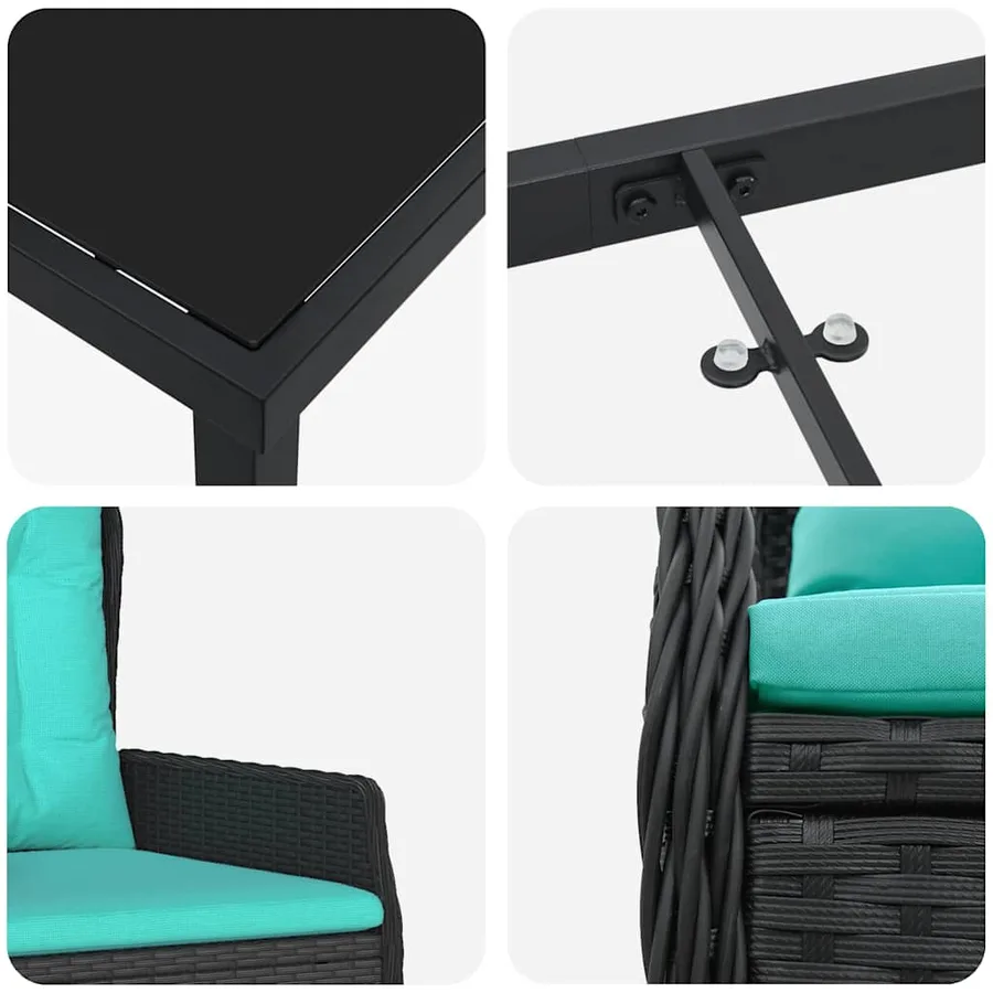 Ensemble de salle à manger pour jardin 7 pcs Noir Poly rotin - 9