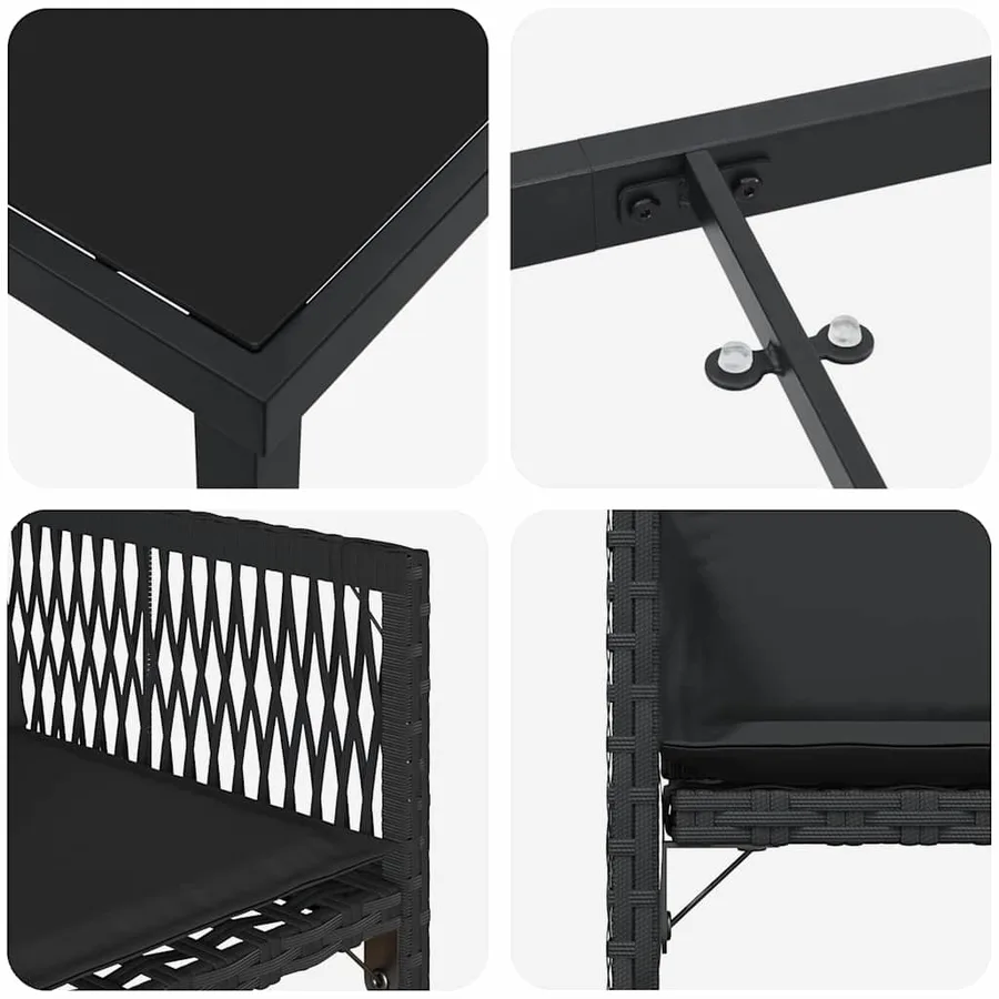 Ensemble de salle à manger pour jardin 9 pcs Noir polyrotin - 9