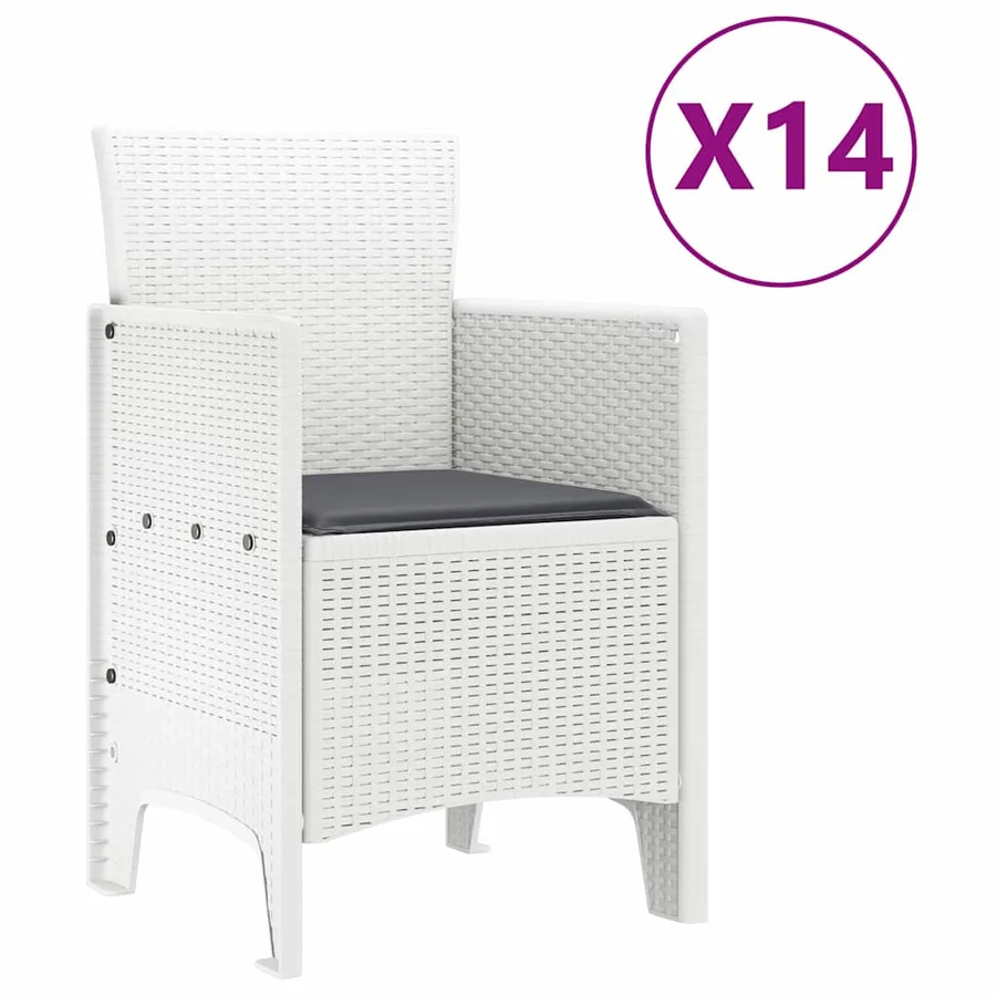 Ensemble de salle à manger pour jardin 15 pcs Blanc Rattan Polt - 5