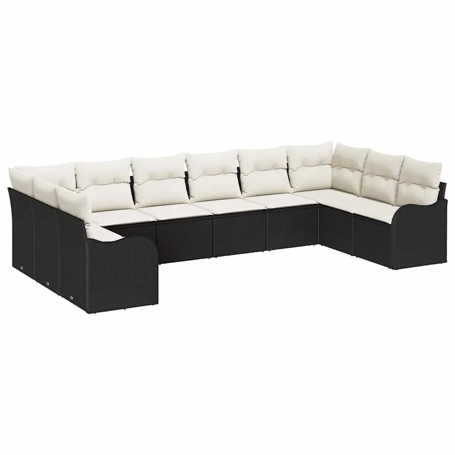 Ensemble de canapé de jardin Noir 344 x 177,5 x 85 cm polyrotin - 2