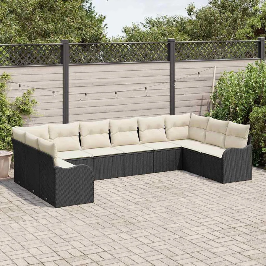 Ensemble de canapé de jardin Noir 344 x 177,5 x 85 cm polyrotin - 3
