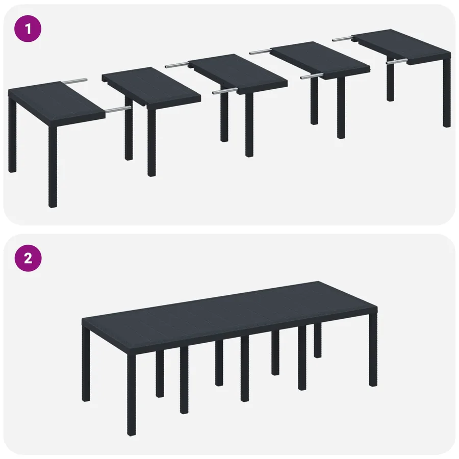 Ensemble de salle à manger pour jardin 11 pcs Anthracite - 8