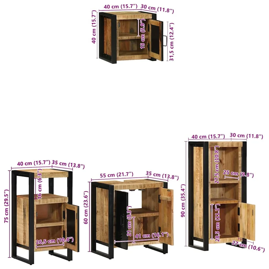 Ensemble de mobilier de salle de bain avec tiroir 4 pcs - 17