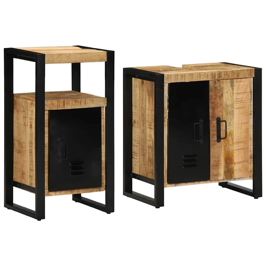 Ensemble de mobilier de salle de bain 2 pcs Marron et Noir