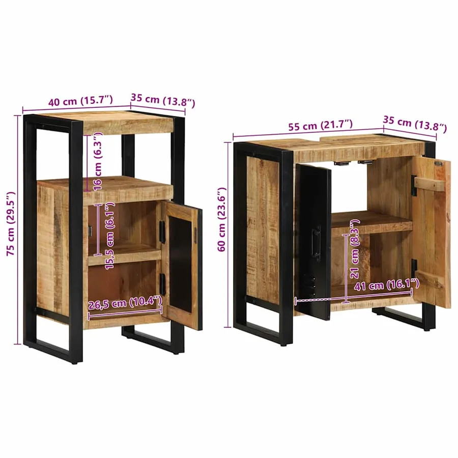 Ensemble de mobilier de salle de bain 2 pcs Marron et Noir - 14