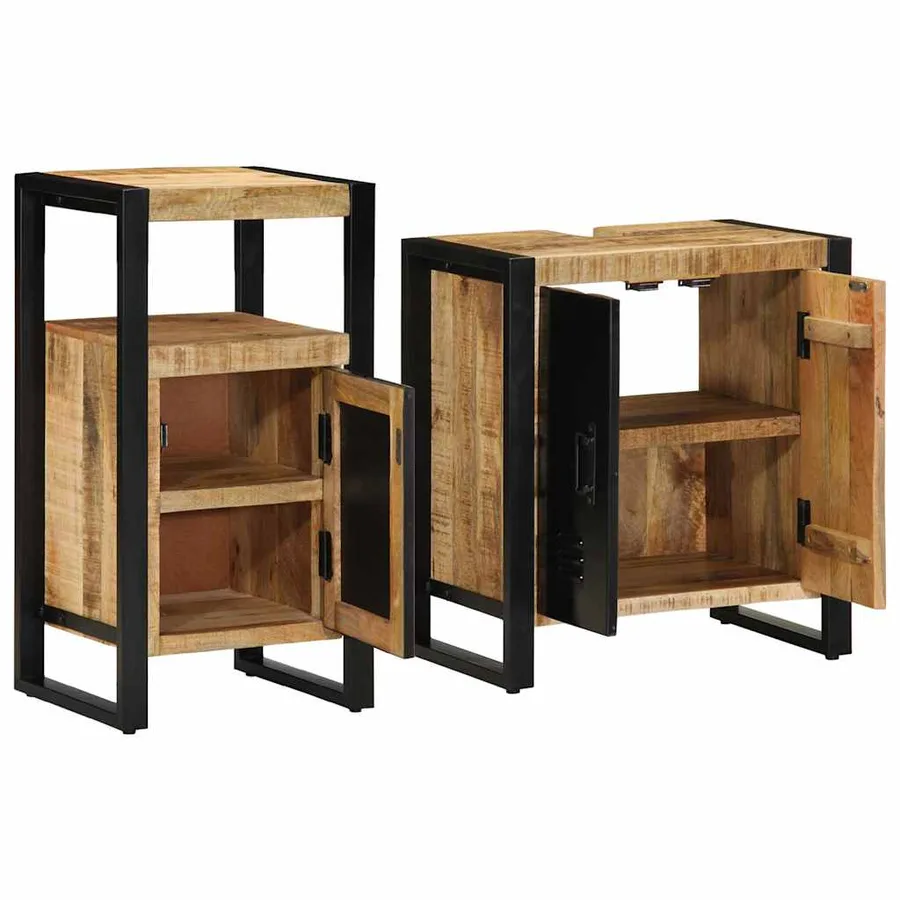 Ensemble de mobilier de salle de bain 2 pcs Marron et Noir - 3