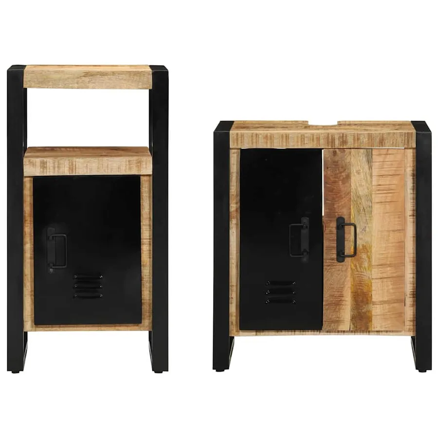 Ensemble de mobilier de salle de bain 2 pcs Marron et Noir - 6