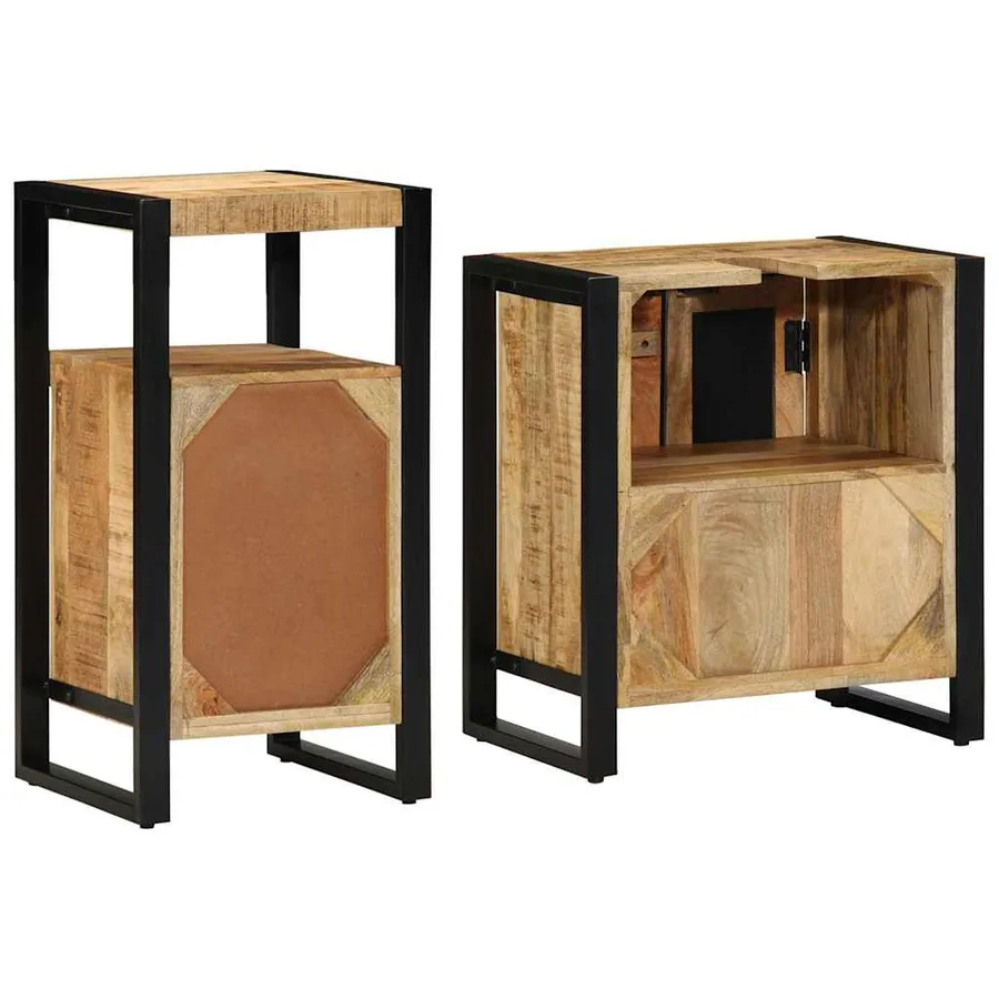 Ensemble de mobilier de salle de bain 2 pcs Marron et Noir - 7