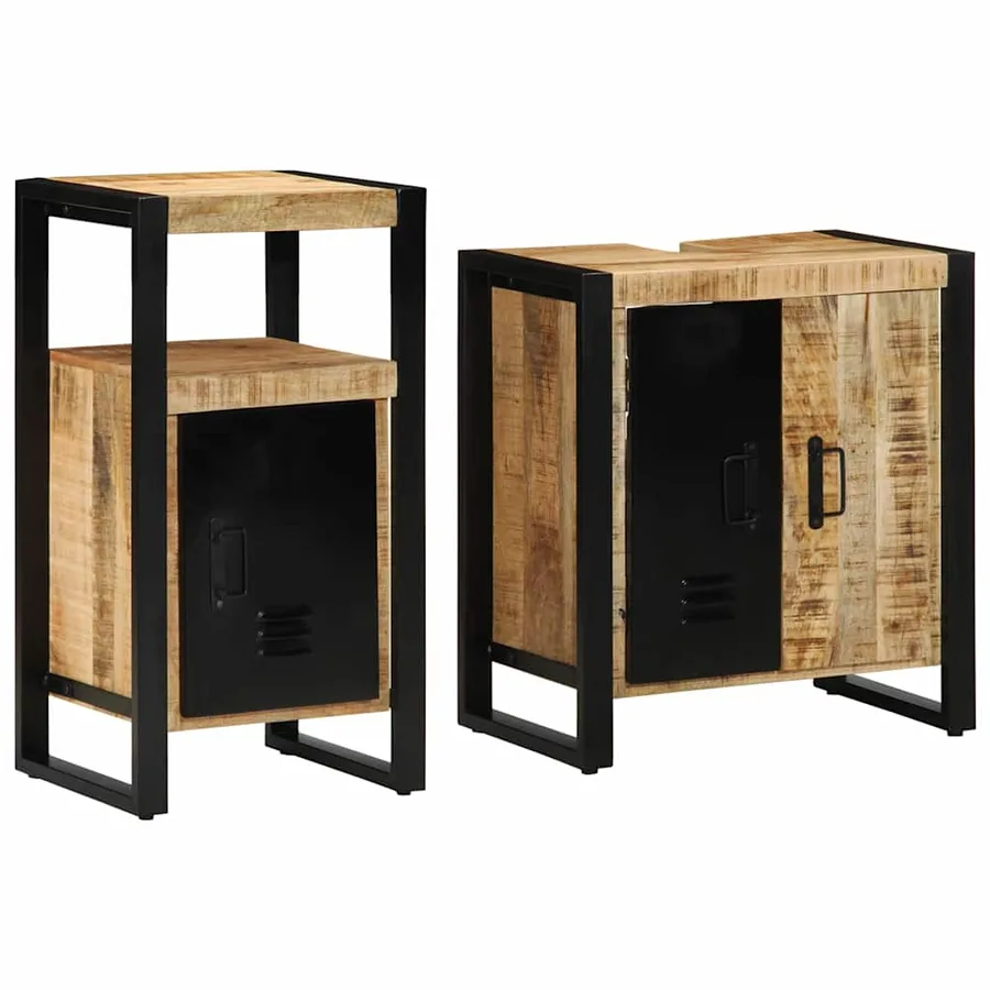 Ensemble de mobilier de salle de bain 2 pcs Marron et Noir - 8