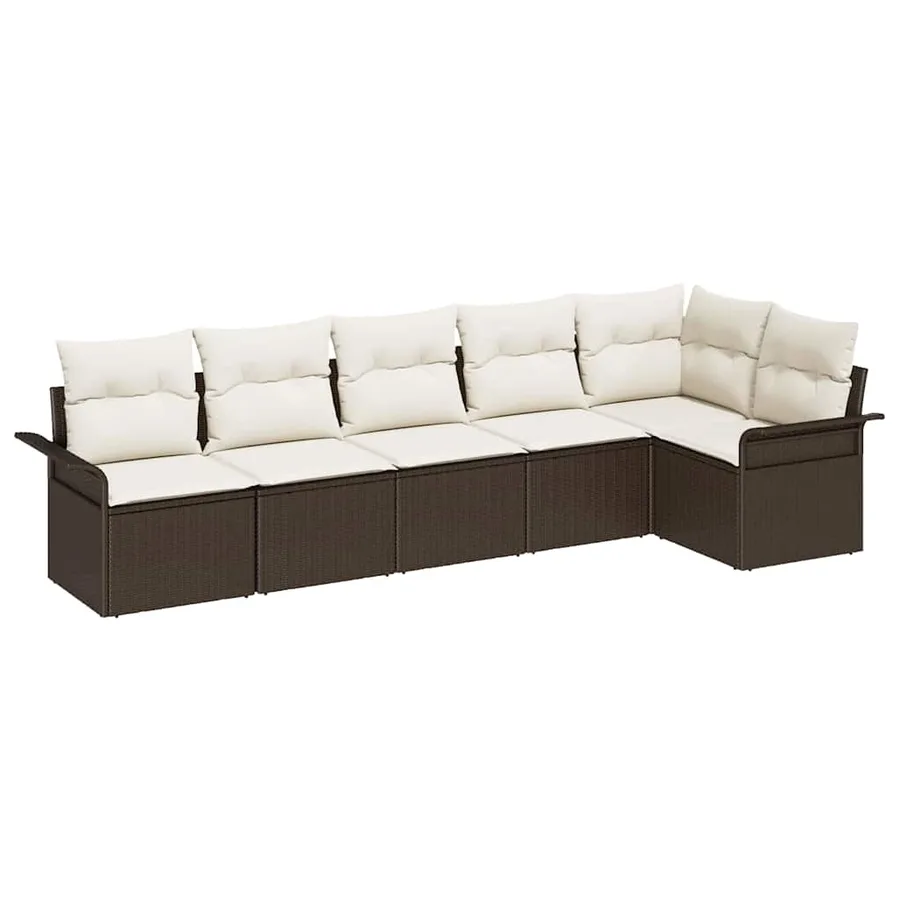 Ensemble de canapé de jardin 6 pcs Marron polyrotin - 2