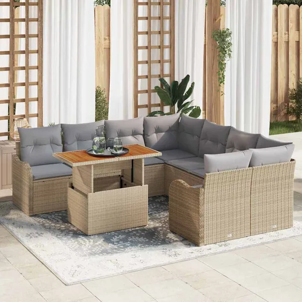Ensemble de canapé de jardin 7 pcs beige et gris clair