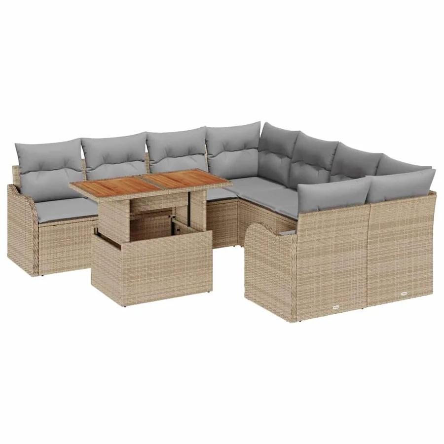 Ensemble de canapé de jardin 7 pcs beige et gris clair - 2