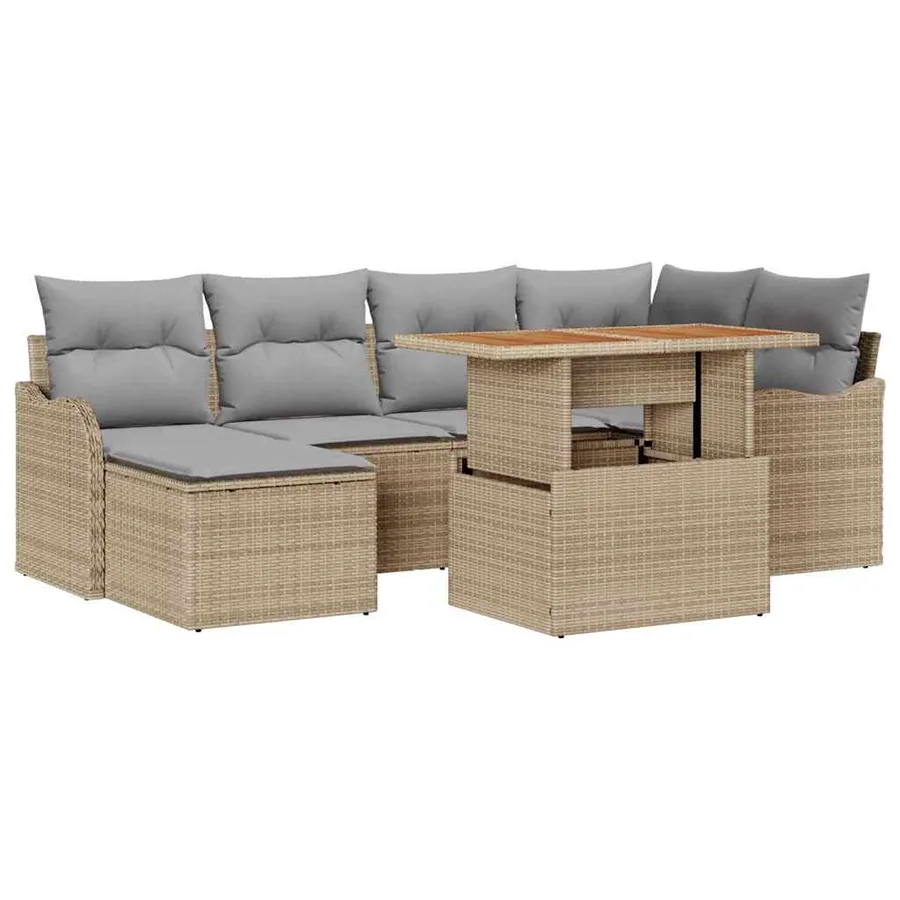 Ensemble de canapé de jardin 7 pcs beige et gris clair - 2