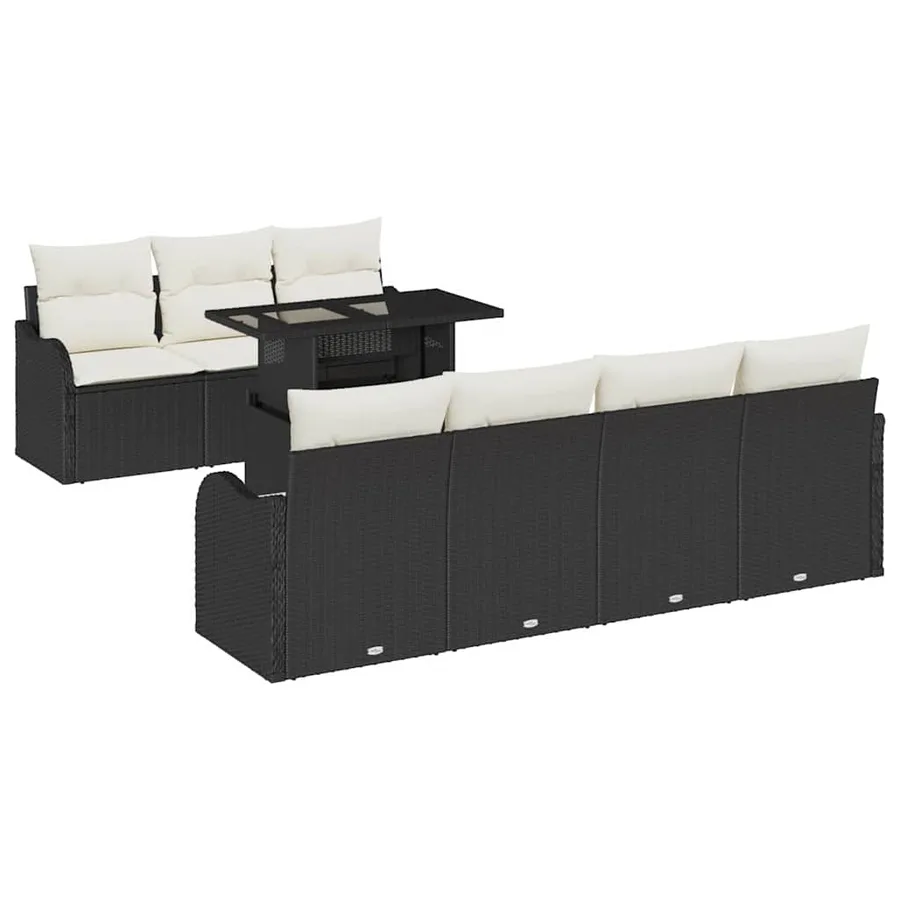 Ensemble de canapé de jardin 8 pcs Noir Poly Rattan - 2
