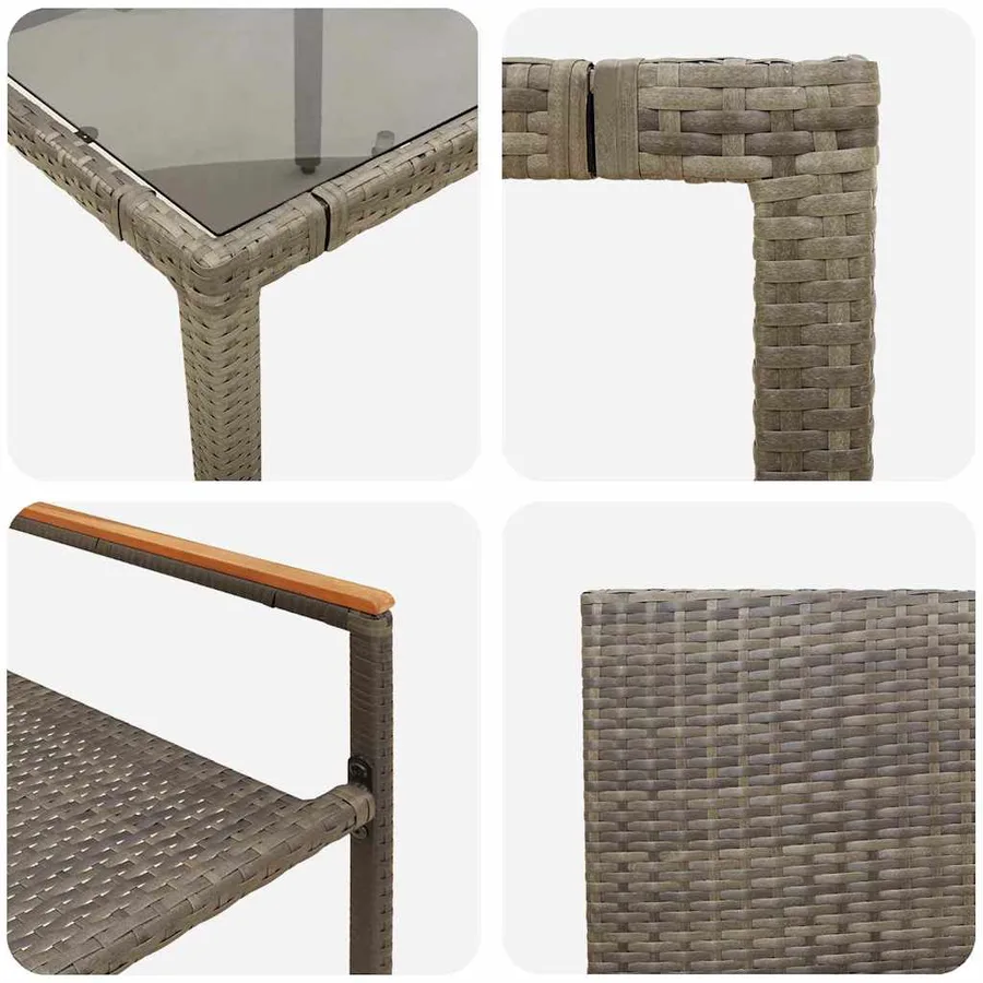 Ensemble de salle à manger pour jardin 9 pcs Gris polyrotin - 9