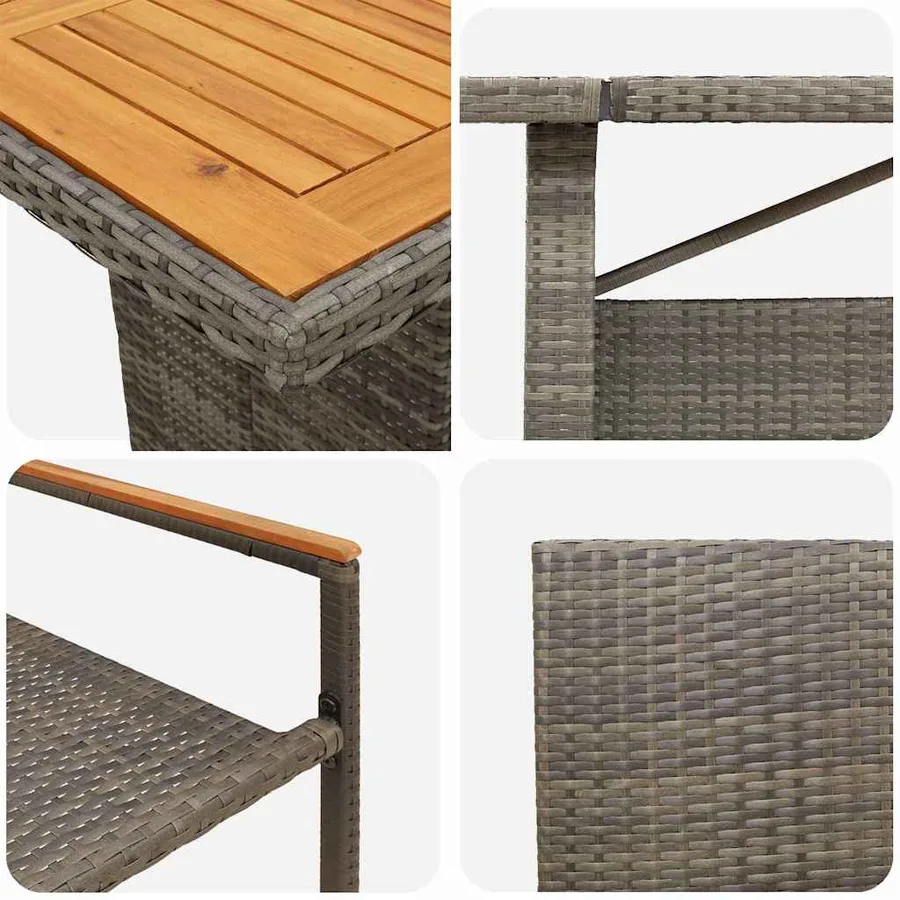Ensemble de salle à manger pour jardin 9 pcs Gris polyrotin - 9