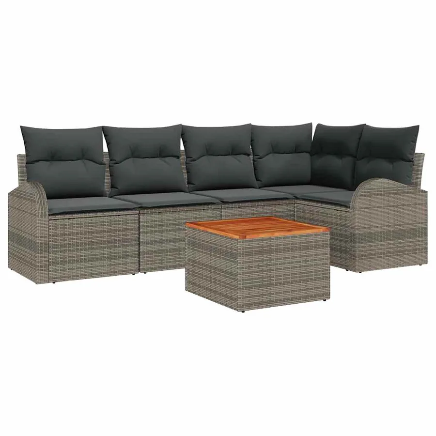 Ensemble de canapé de jardin avec stockage 6 pcs Gris polyrotin - 2