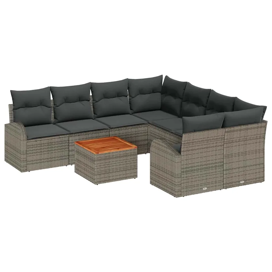Ensemble de canapé de jardin avec stockage 9 pcs Gris polyrotin - 2